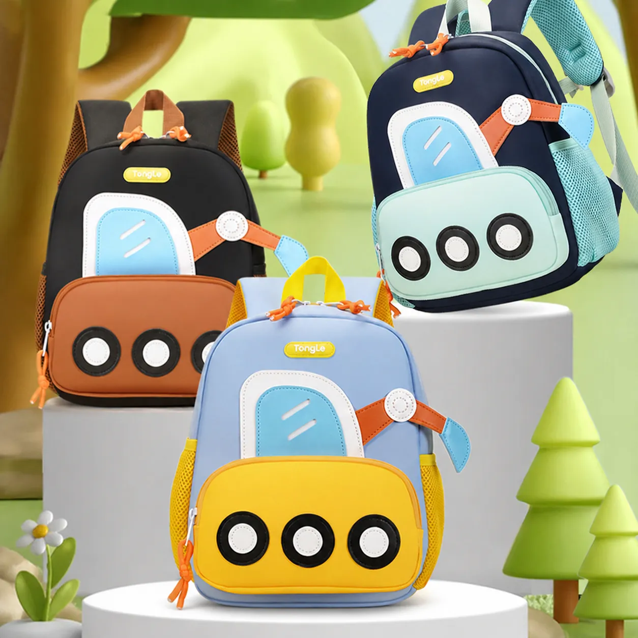 Kinder Cartoon Bagger Rucksack Für Jungen Mädchen Kindergarten Schultasche Leichtgewicht Oxford Tuch Atmungsaktiv Anti-Verlust Vorschule Rucksack