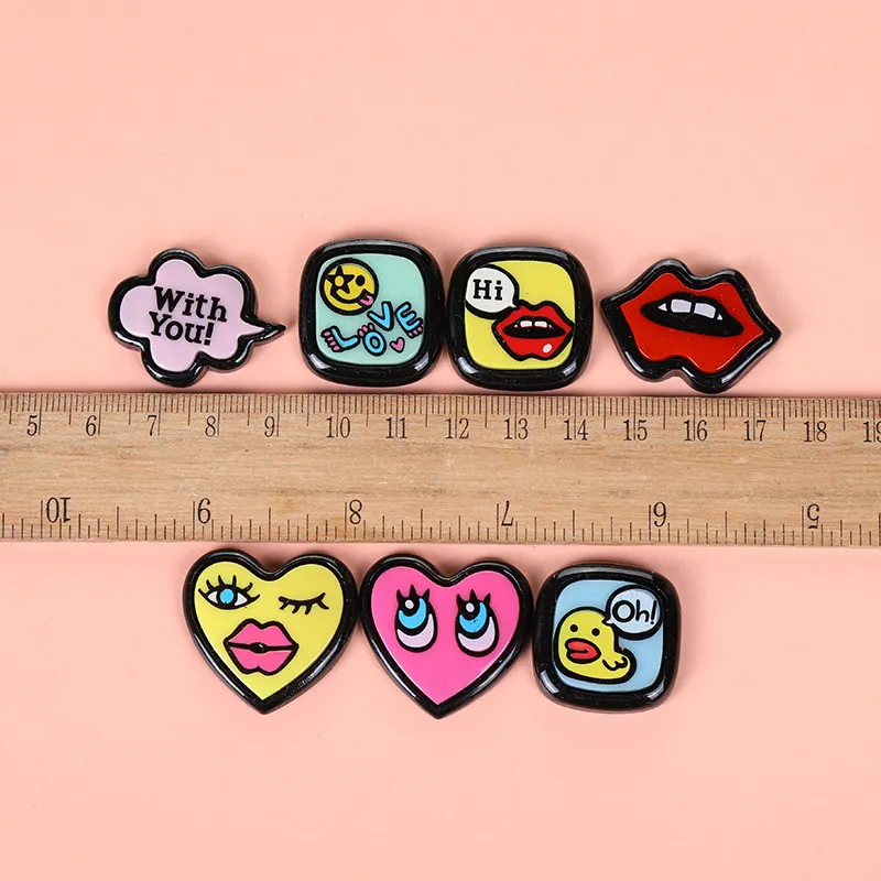 Cute Cartoon Expression Letter Acrylic Patch DIY Phone Case Resin Charms For Stationery Box Jewelry Decorative Accessories