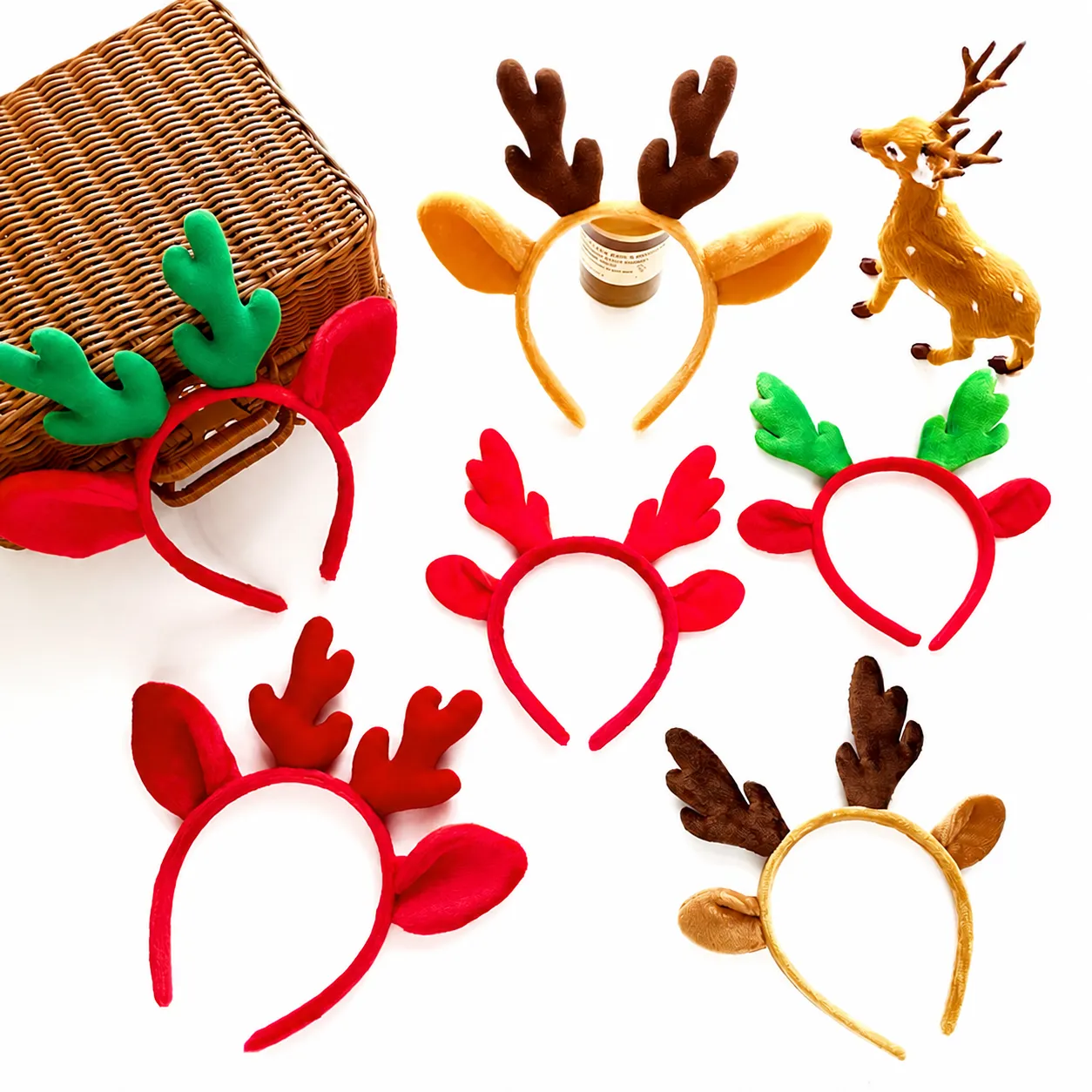 Serre-tête Bois de Renne de Noël Mignonnes Oreilles de Cerf en Peluche Paillettes Brillantes Barrettes de Cheveux de Fête Accessoires pour Femmes Enfants