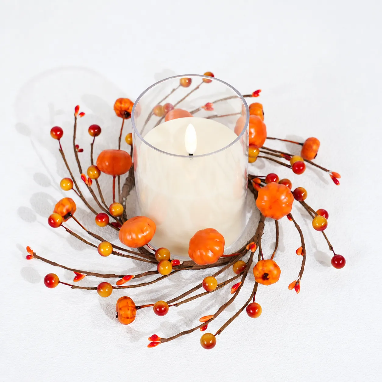 Couronne de Citrouille et Baies d'Halloween pour Décoration de Maison d'Automne de l'Action de Grâce