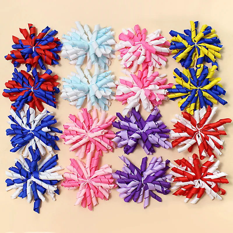 Handgemaakte Kurkentrekker Lint Haarspelden Voor Kinderen Bloemenpatroon Polyester IJzer Haaraccessoires Voor Baby Meisjes