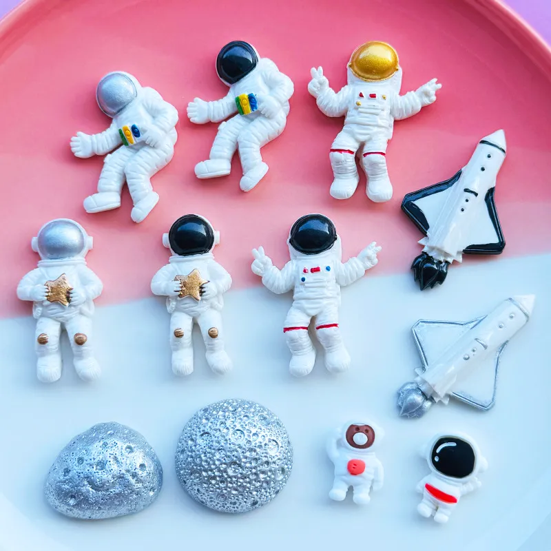 Cartoon Astronaut Planet Space UFO Resin Charms DIY Accessories For Phone Case Fridge Magnets Car Decoration Crafts Making