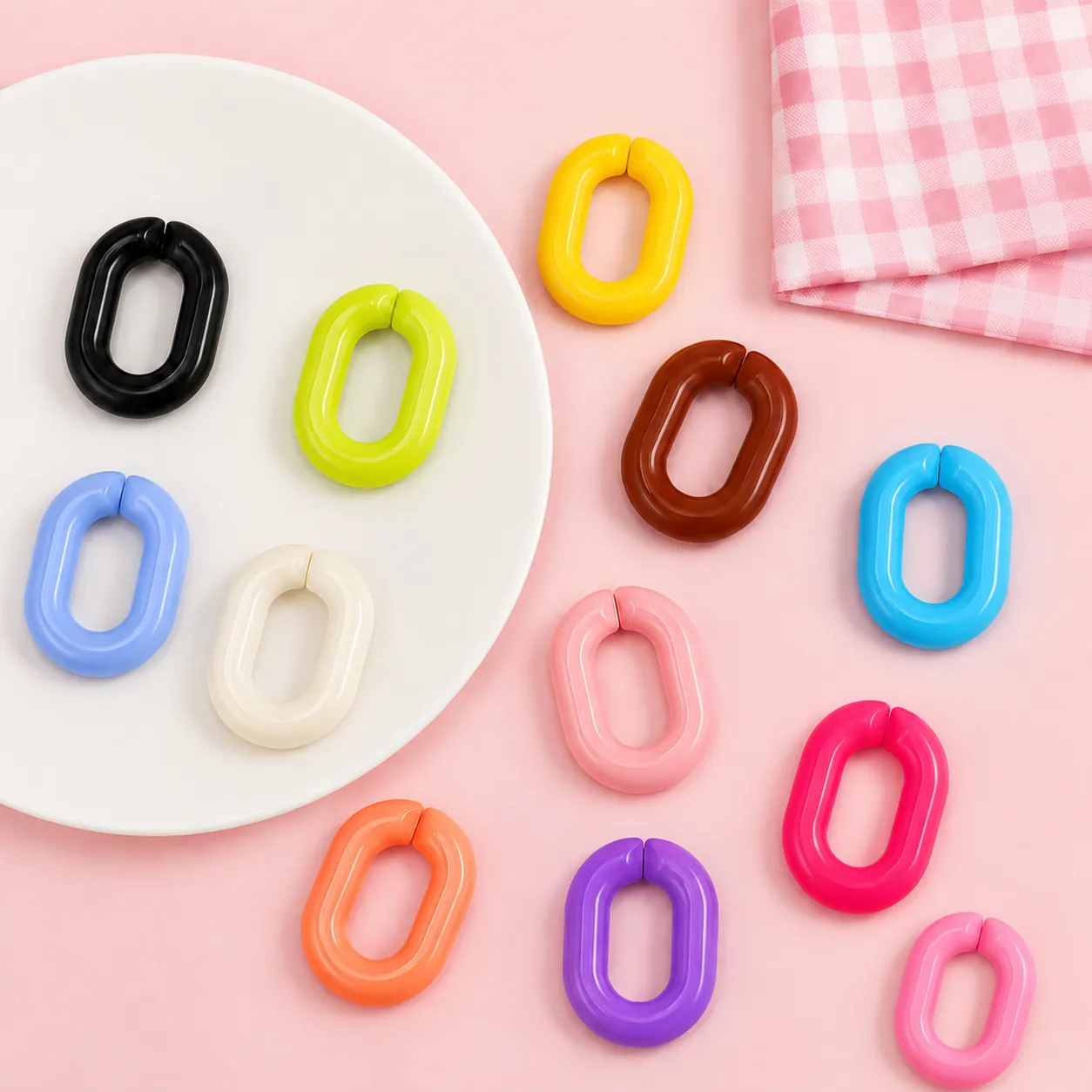Colorful Acrylic U-Shaped Chain Link Open Buckle Clasp For DIY Jewelry Making Phone Charm Bag Keychain Accessory