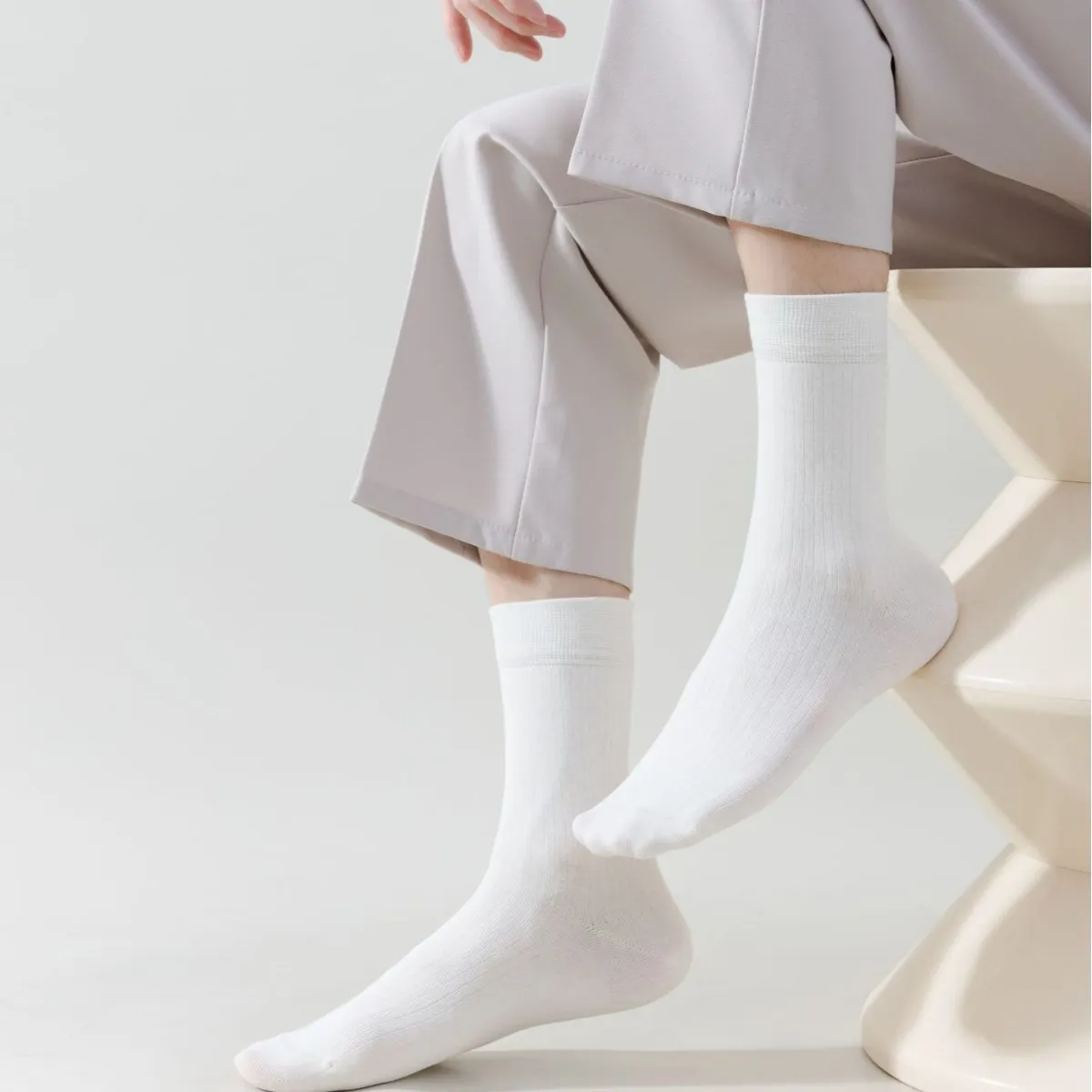 Calze al Polpaccio in Cotone Pettinato Tinta Unita per Uomo Donna a Costine Traspiranti Assorbenti Sudore Calze Sportive Casual Comfort Quotidiano