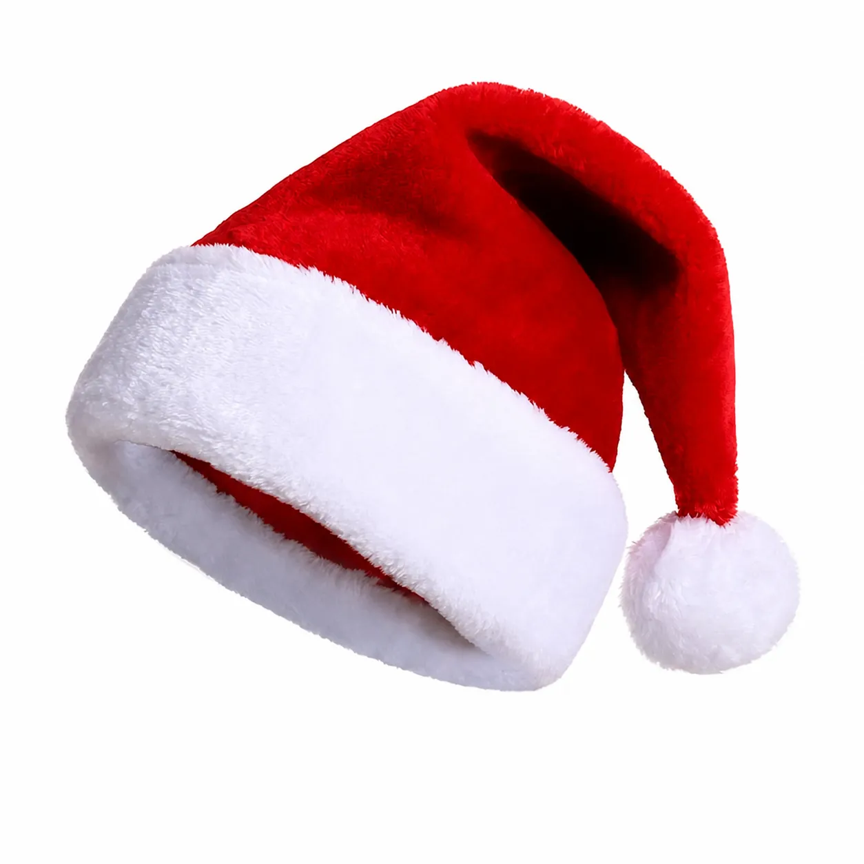 Red and White Knitted Christmas Hat Plush Santa Claus Hat For Adults and Kids New Year Party Holiday Cosplay Costume Prop Decorations