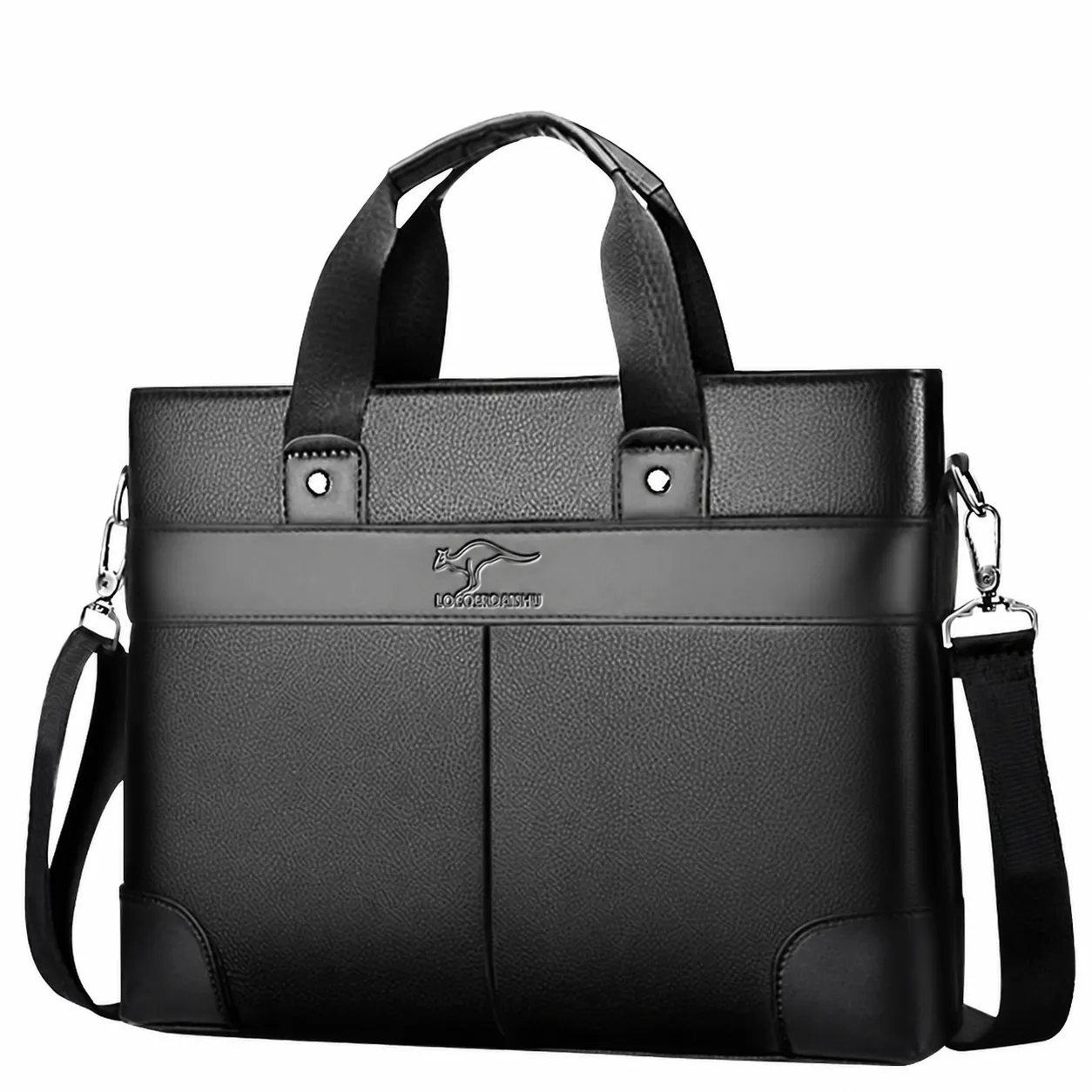 Men Business PU Leather Briefcase Handbag Waterproof Laptop Messenger Bag For Office Travel Large Capacity Splicing Design Bag