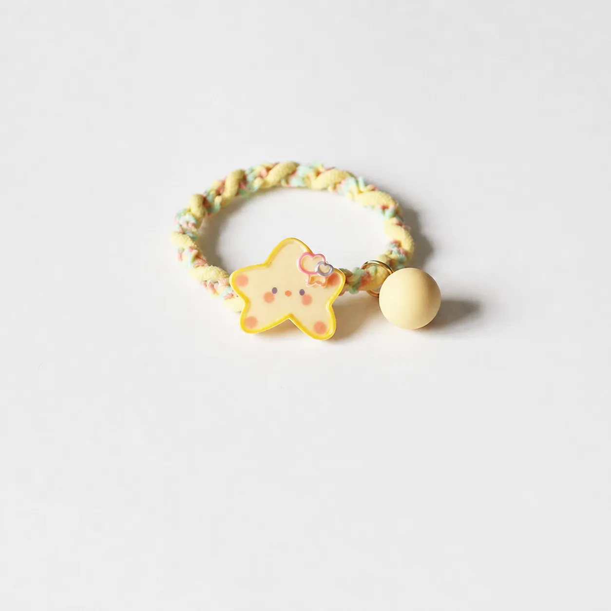 Mignon Jaune Étoile Accessoires de Cheveux Ensemble Tissu Acrylique Résine Étoile Cœur Motif Haut Élastique Queue de Cheval Support Fait Main Élastique Et Pince Pour Femmes Filles