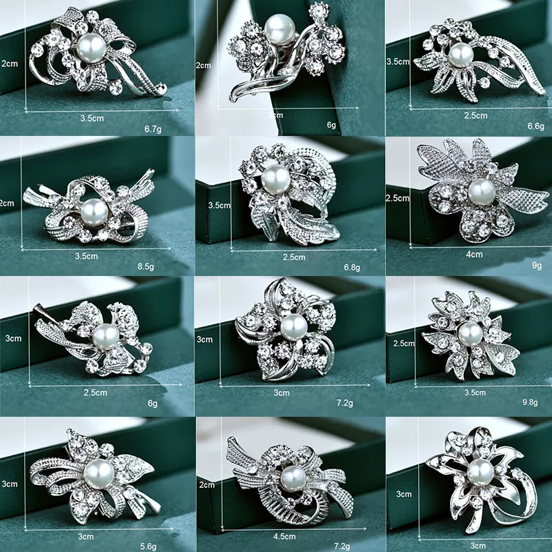 Elegant Alloy Rhinestone Artificial Pearl Brooch Pin For Women Fashion Bow Flower Leaf Lapel Pin Jewelry Accessory