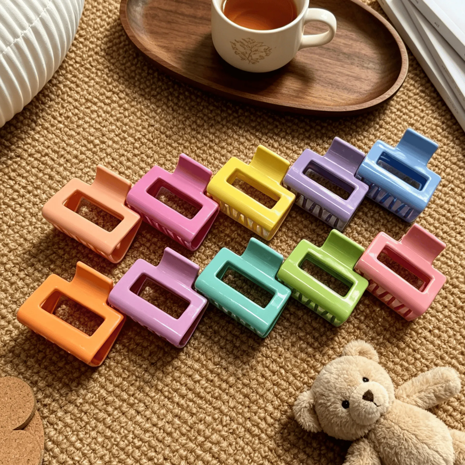 Pinza per Capelli Quadrata in Colori Caramella per Donna Ragazza Colore Macaron Piccola Pinza per Capelli per Coda di Cavallo Accessori per Capelli