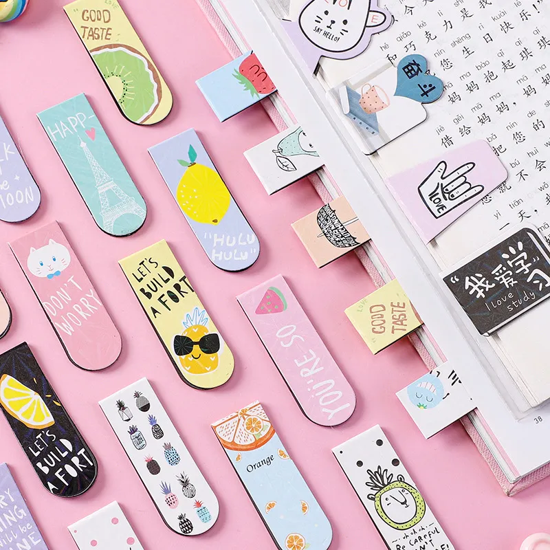 Cartoon Magnetic Bookmarks Cute Fruit Animal Double Sided Magnetic Page Markers For Students Office School Stationery Accessories