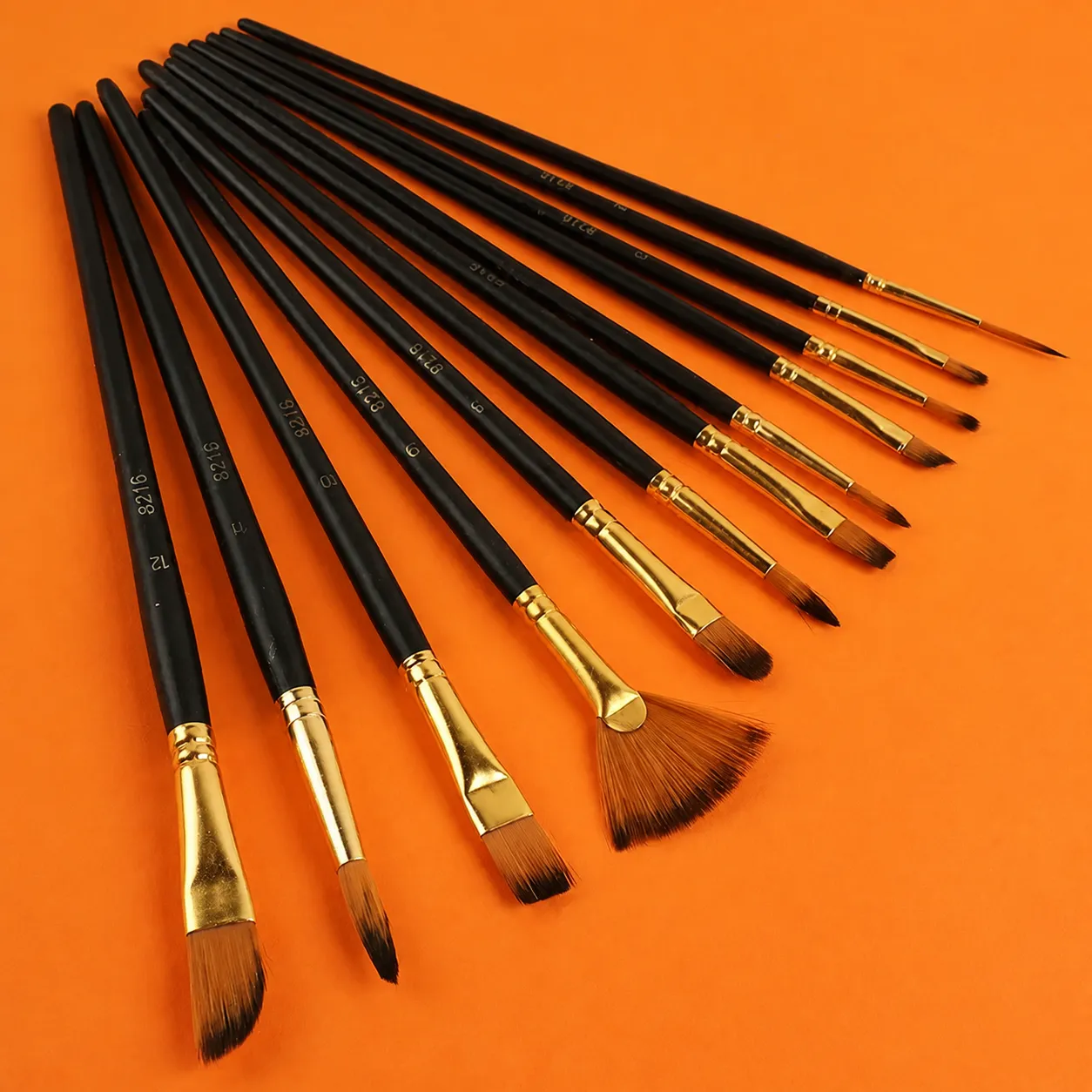 Professional 12Pcs Nylon Paint Brush Set For Watercolor Oil Acrylic Painting Artists Students Black Wood Handle Painting Brushes Kit