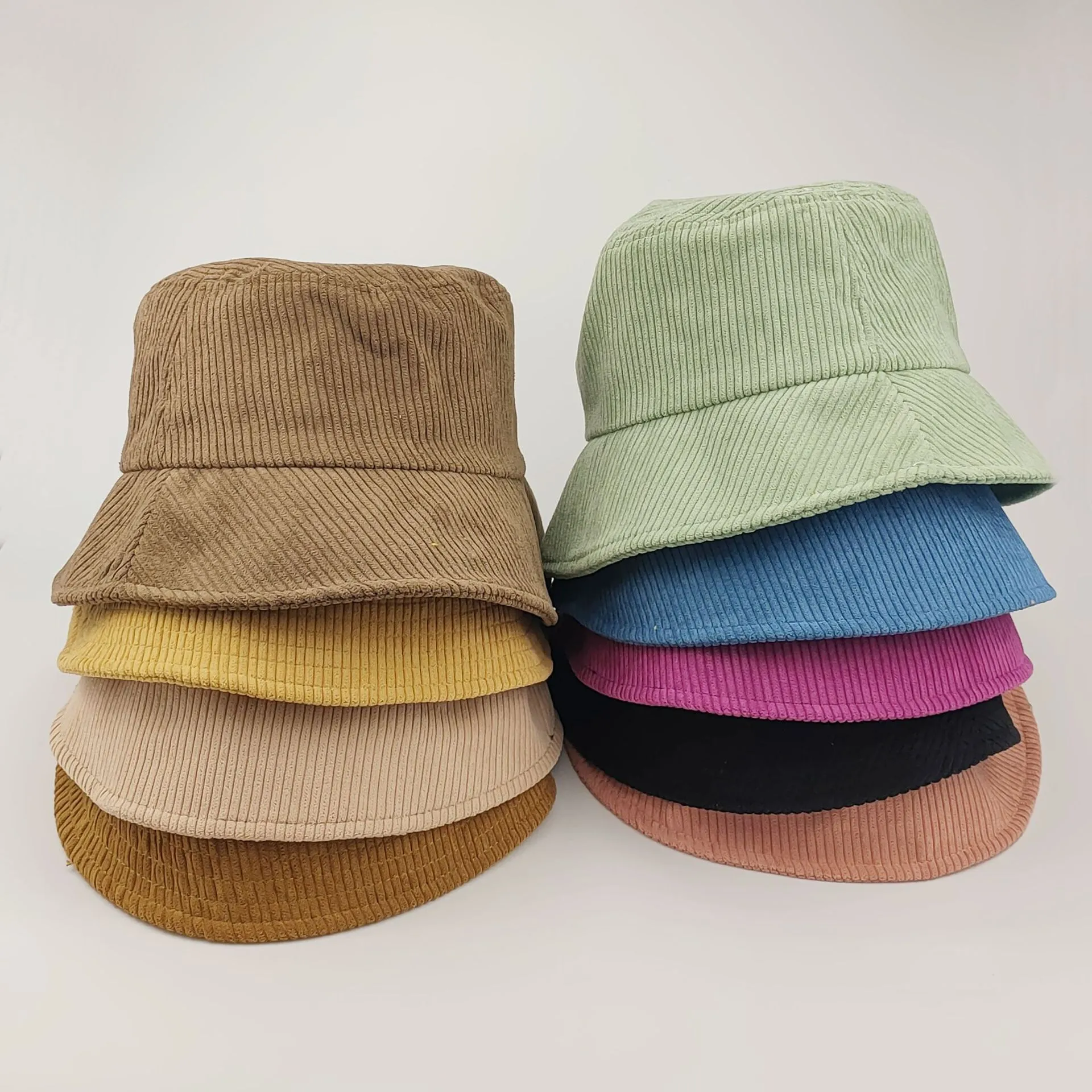 Solid Color Corduroy Bucket Hat For Women Men Minimalist Sun Protection Foldable Fisherman Hat Outdoor Warm Casual Basin Cap
