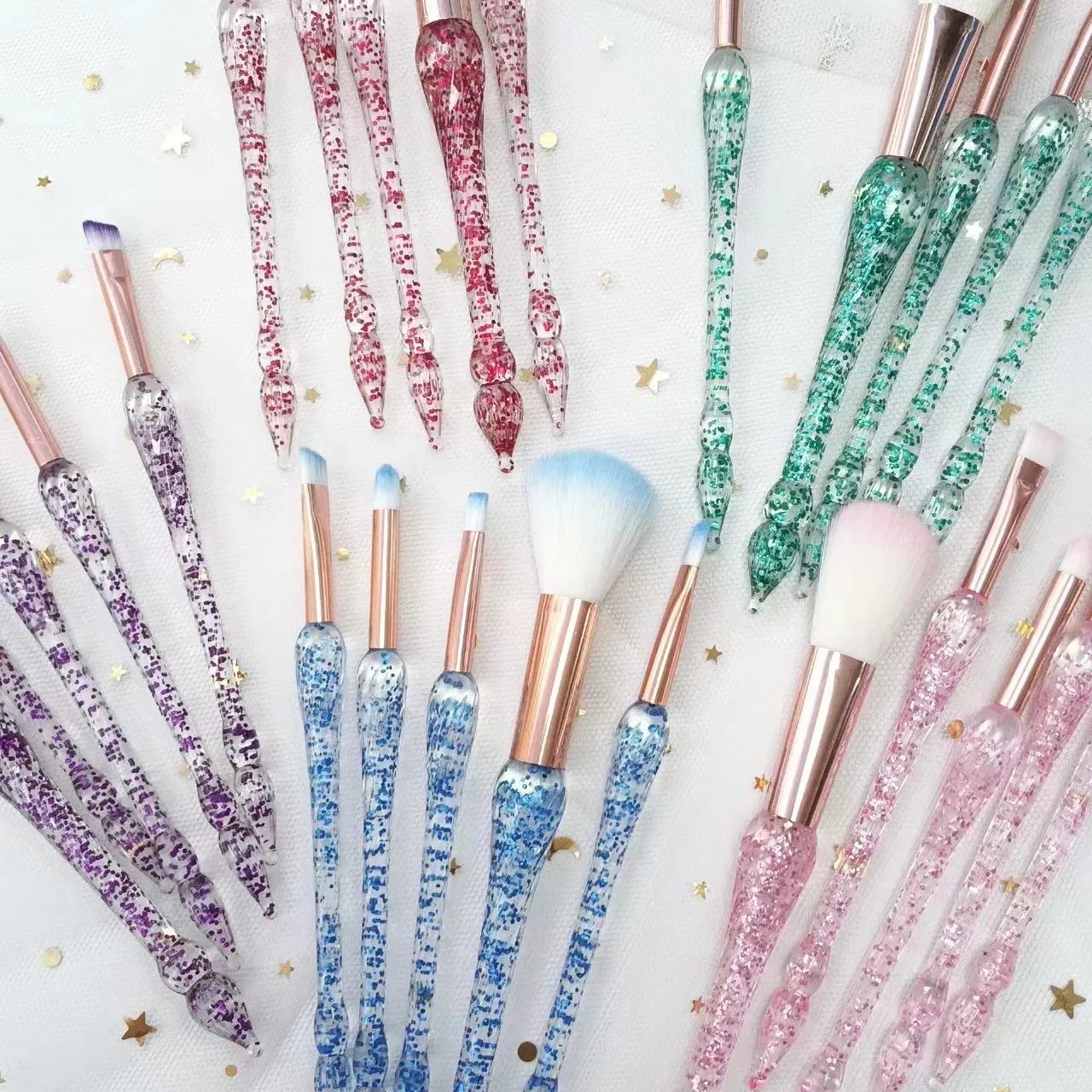 Kristall Glitzer Griff Make-up Pinsel Set Für Lidschatten Verblenden Foundation Puder Glamouröse Schlanke Taille Kosmetikwerkzeuge Für Damen