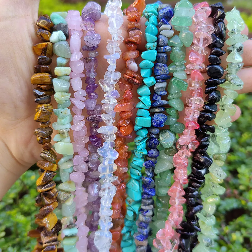 Natural Irregular Stone Chip Beads For DIY Jewelry Making Bracelet Necklace Accessories Turquoise Amethyst Agate Quartz