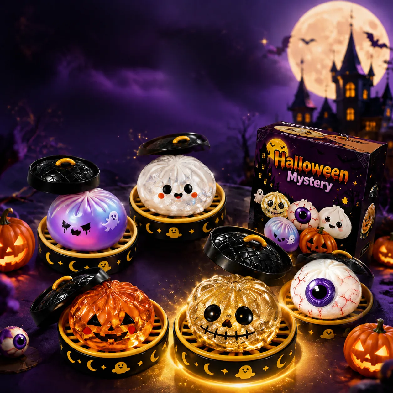 Halloween Natale Giocattoli Antistress Set TPR Simulazione Dumpling Zucca Fantasma Bulbo Oculare Ritorno Lento Giocattoli Sensoriali Regali