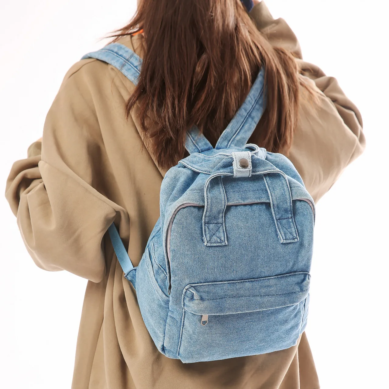 Vintage Washed Denim Backpack Retro Literary Style School Bag Unisex Lightweight Wear-resistant Double Shoulder Backpack For Teenagers Daily Travel