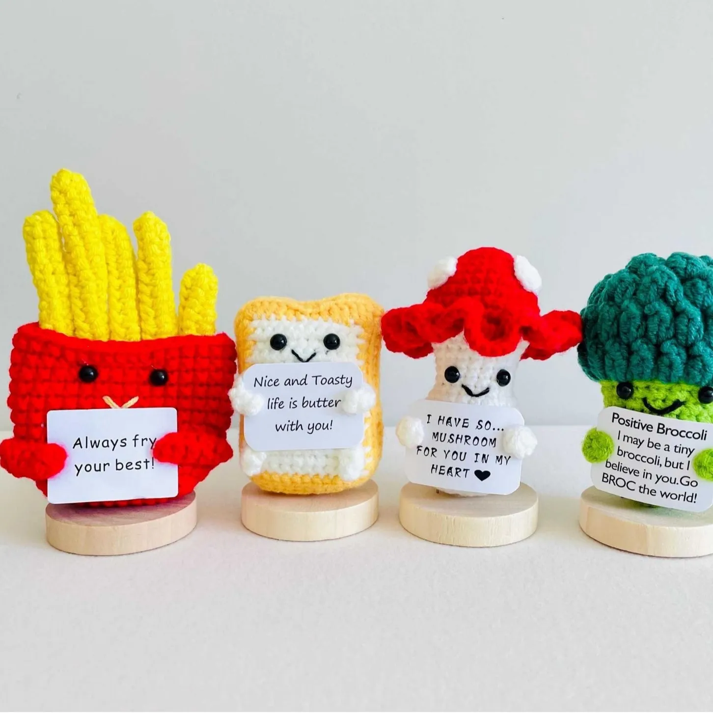 Juguete de Peluche de Energía Positiva Hecho a Mano a Ganchillo Con Tarjeta de Mensaje Inspirador Apoyo Emocional Adorno de Escritorio Regalo Antiestrés