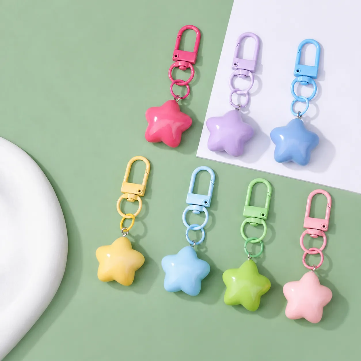 Creative 3D Fat Star Keychain Vibrant Dopamine Style Resin Bag Pendant Cute Colorful Five Pointed Star Ornament For Keys Handbags