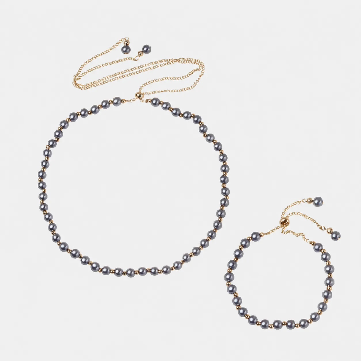 French Retro Freshwater Pearl Adjustable Necklace Bracelet Handcrafted Light Luxury Gray White Pearl Jewelry For Women