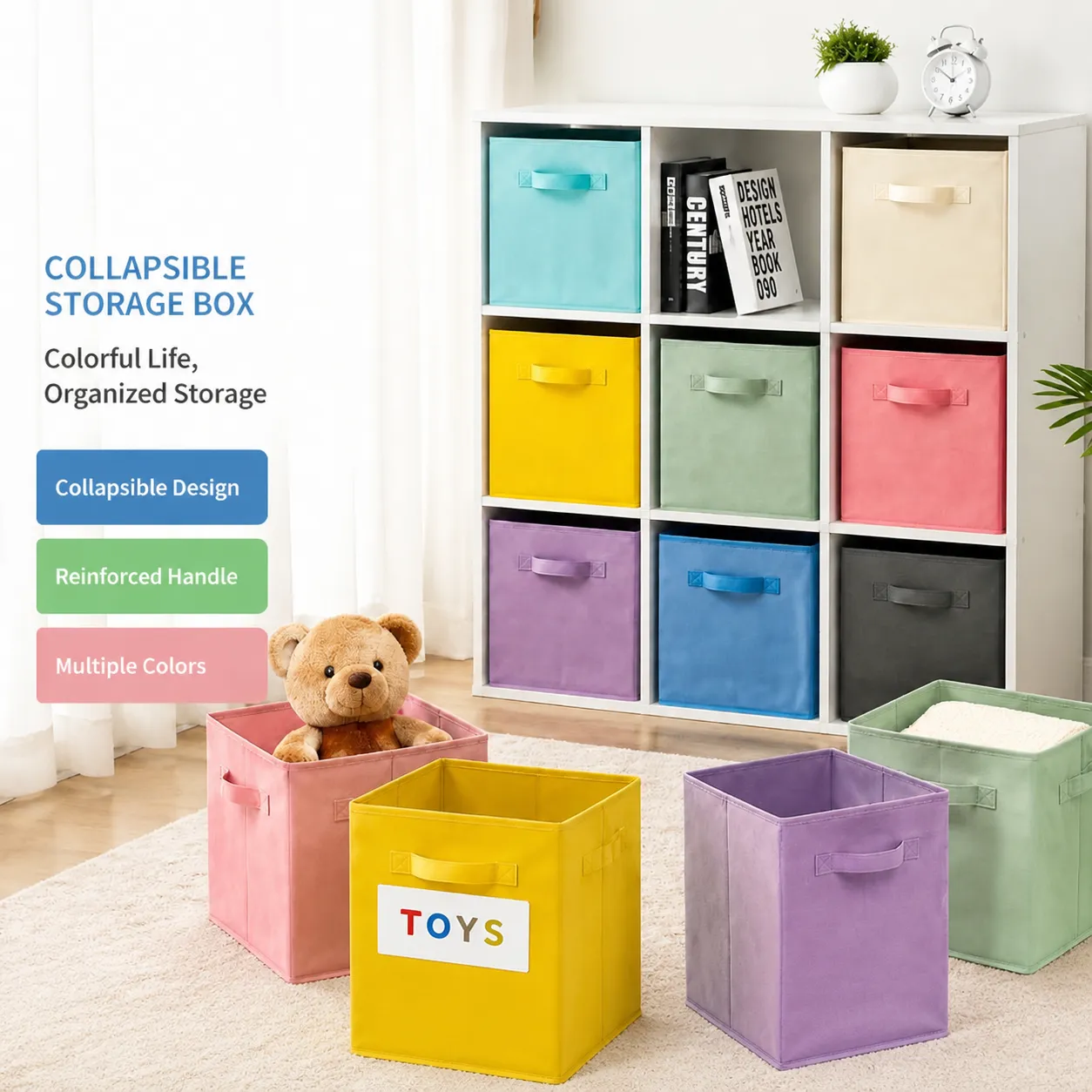 Faltbarer Verdickter Vliesstoff Aufbewahrungskorb Würfel Organizer Box Für Kinder Spielzeug Buch Kleidung Kleiderschrank Aufbewahrungsbehälter Mit Griff