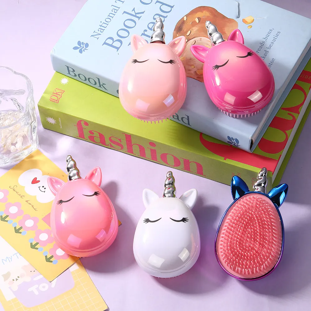 Cepillo De Pelo Unicornio Peine Desenredante ABS Masaje De Cuero Cabelludo Portátil Dibujos Animados Herramienta De Cuidado Para Niñas