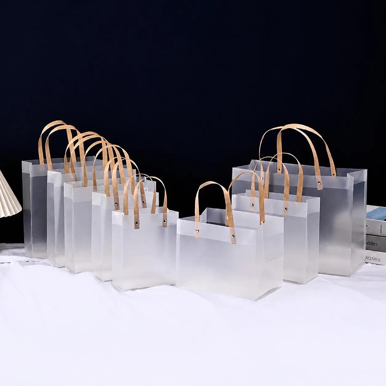 Sac Cadeau en Plastique PP Givré Transparent Emballage de Faveur de Mariage Fournitures de Fête