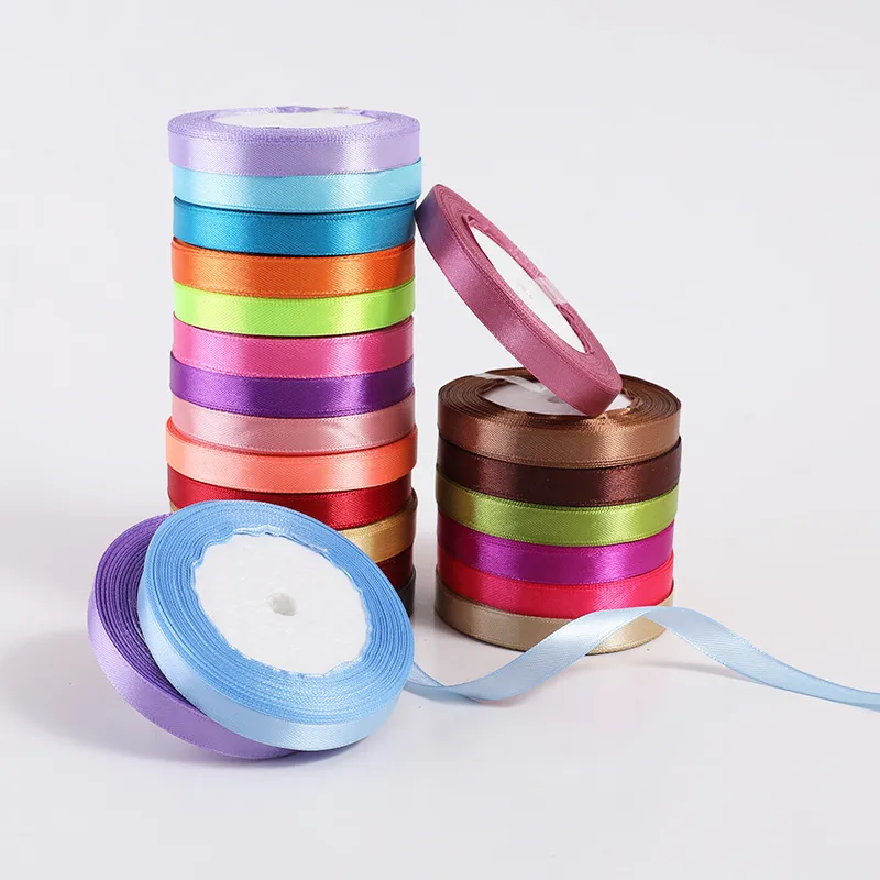 Glossy Polyester Satin Ribbon For Gift Wrapping Cake Decoration DIY Crafts Wedding Party Hair Braiding Accessories Solid Color Decorative Ribbon