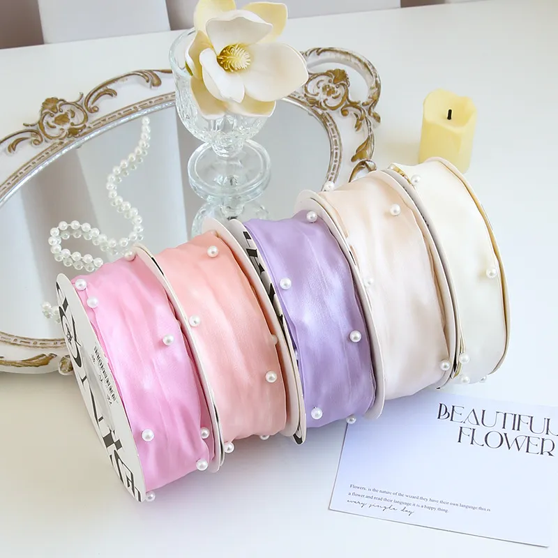 Perlenverzierte Garn Künstliche Perle Band Für Blumenstrauß Verpackung DIY Handwerk Gewebtes Dekoratives Band Für Hochzeit Party Geschenkverpackung