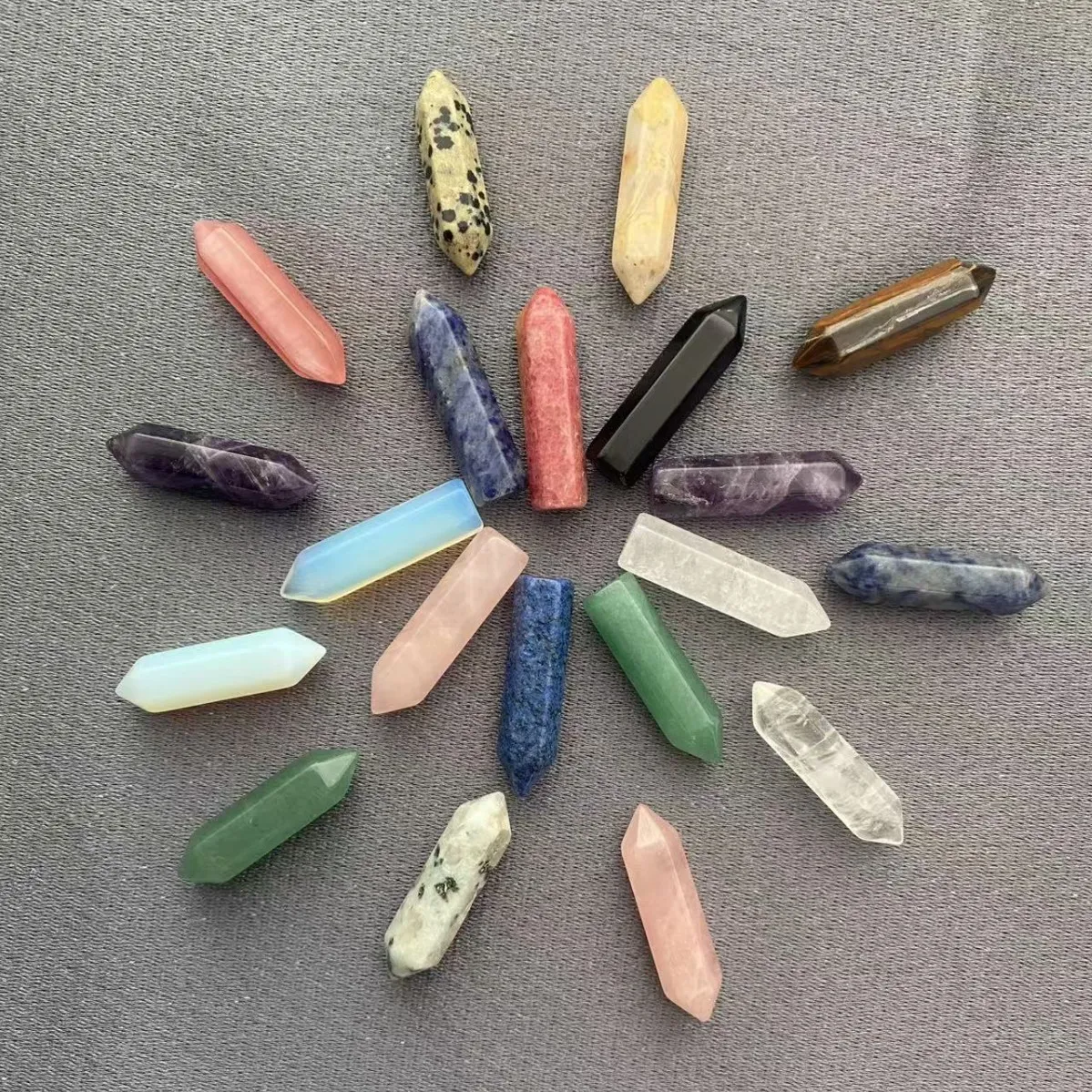 Pointe de Cristal Naturel Pilier Hexagonal Pierre Polie Améthyste Quartz Obsidienne Double Simple Baguette Décoration Maison