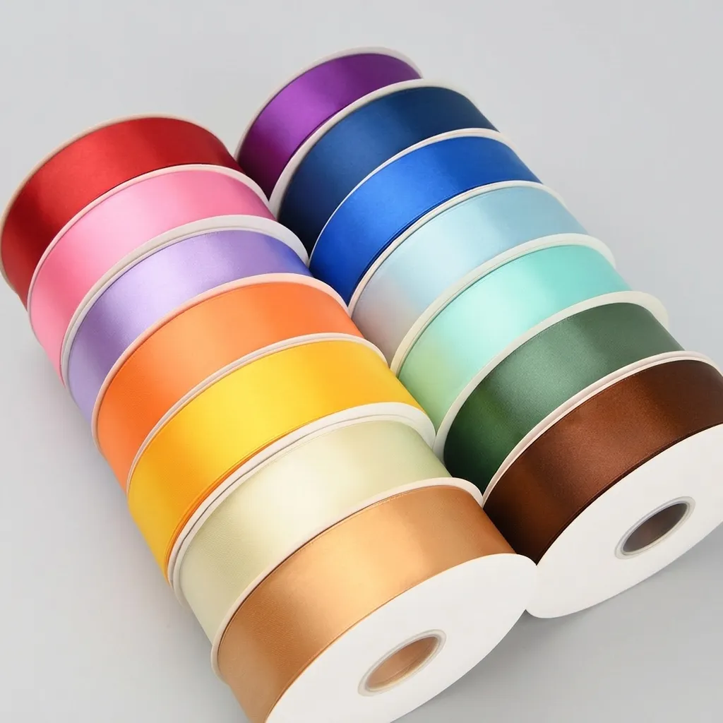 Solid Color Satin Ribbon For Wedding Party Decor DIY Handmade Rose Gift Wrapping Ribbon Polyester Webbing Roll