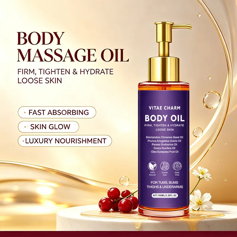 Vitae Charm Luxury Firming Body Oil For Skin Tightening Natural Massage Oil With Almond Rosehip Evening Primrose Oils