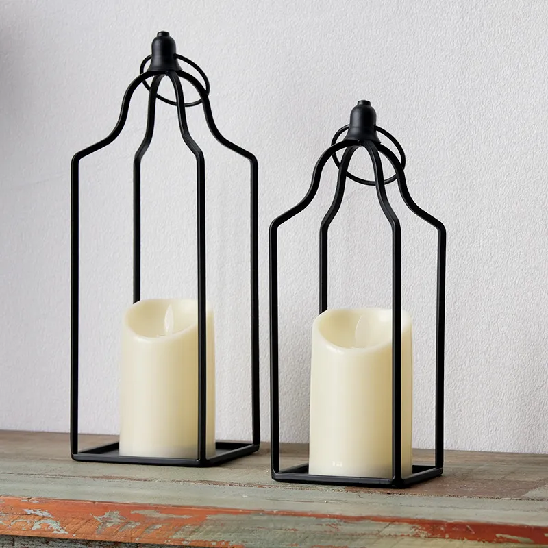 Minimalistische Schwarze Eisen Kerzenlaterne Nordisch Geometrisch Metall Kerzenständer Für Heim Garten Dekoration Hochzeit Geschenk
