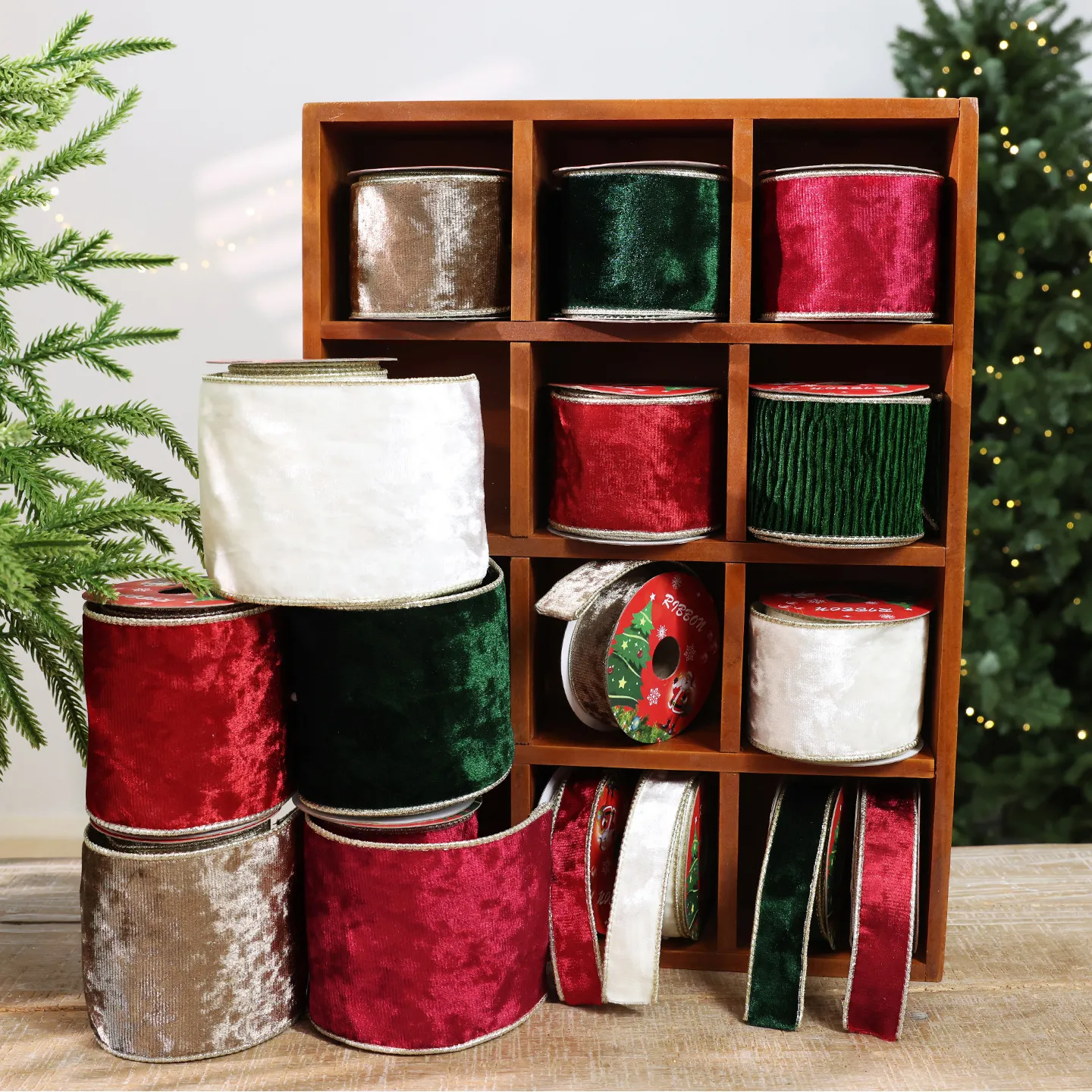 Samt Weihnachtsband Mit Golddrahtkante Für Weihnachtsbaum Deko Geschenkverpackung DIY Handwerk Winter Feiertag Samtbesatz