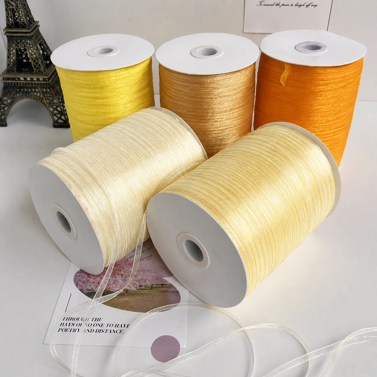 Semi-Transparent Organza Ribbon Snow Gauze Silk Ribbon Large Volume Spool For DIY Crafts Gift Wrapping Wedding Decor