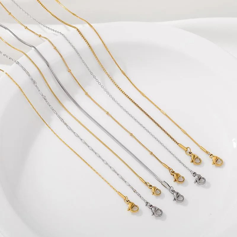 DIY Roestvrijstalen Ketting Accessoires met Verlengketting en Kreeftsluiting Titanium Staal Minimalistische Slangenketting O-Ketting Box Ketting Voor Sieraden Maken Dames Heren