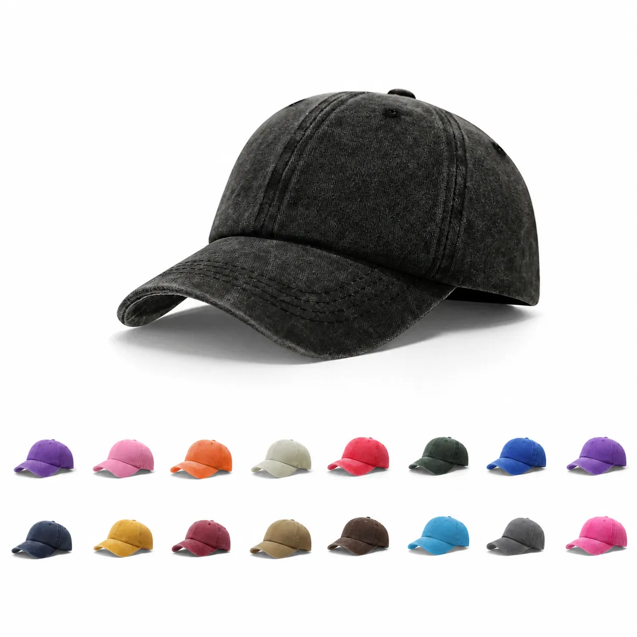 Gorra de Béisbol de Algodón Lavado Vintage Hombre Mujer Ajustable Lisa Soft Top Sombrero de Sol Casual Retro Distressed Dad Hat