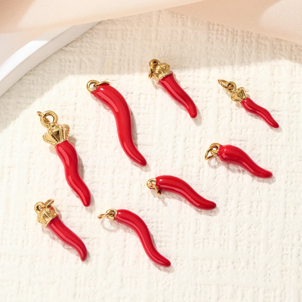 Edelstahl Rote Chili Anhänger Für DIY Schmuckherstellung Vergoldet Emaille Pfeffer Charm Für Halsketten Armbänder Ohrringe Damen Zubehör