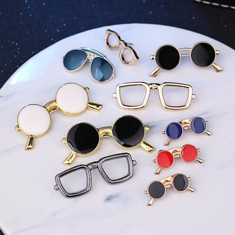Vintage Eyeglasses Brooch For Men Suit Alloy Sunglasses Lapel Pin Enamel Decorative Accessory Fashion Jewelry Gift For Wedding Banquet