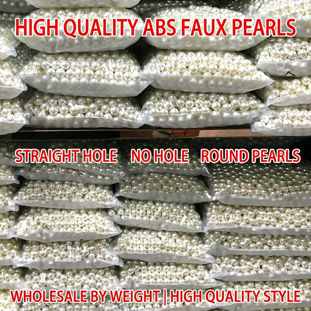 Round Faux Artificial Pearl Beads ABS Plastic For DIY Jewelry Making Necklaces Clothing Accessories White Cream Round Spacers