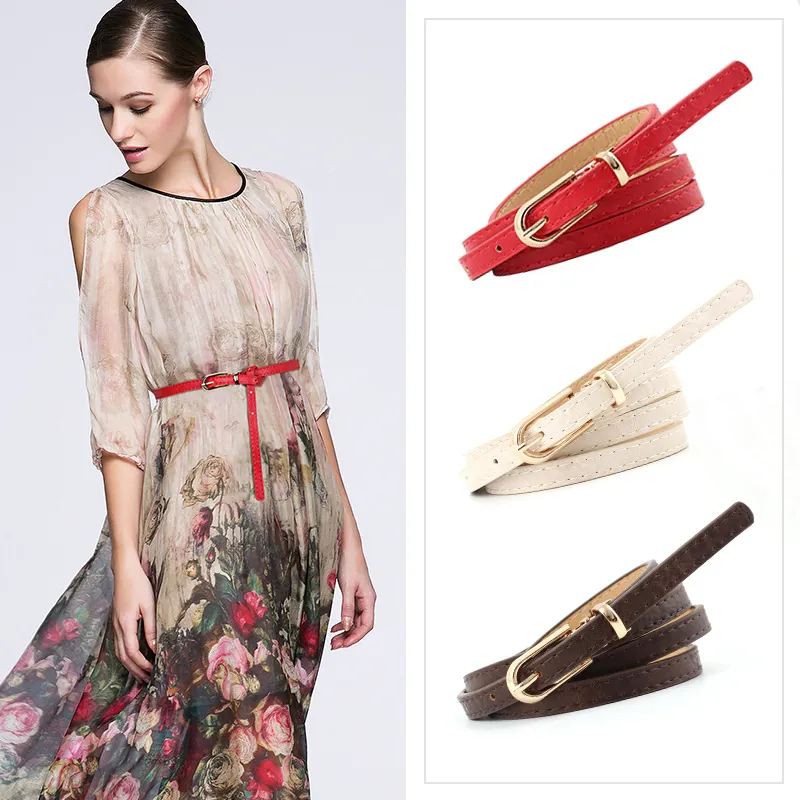 Cintura Sottile in Ecopelle da Donna Fibbia ad Ardiglione in Lega d'Oro per Abiti Maglioni Cintura Decorativa Accessorio Versatile