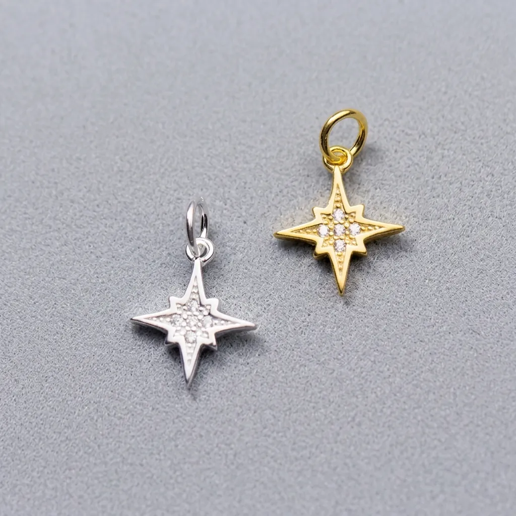 Accessoire De Pendentif Étoile En Argent Sterling 925 Avec Zirconia Charm Étoile Du Nord Pour Fabrication De Bijoux DIY