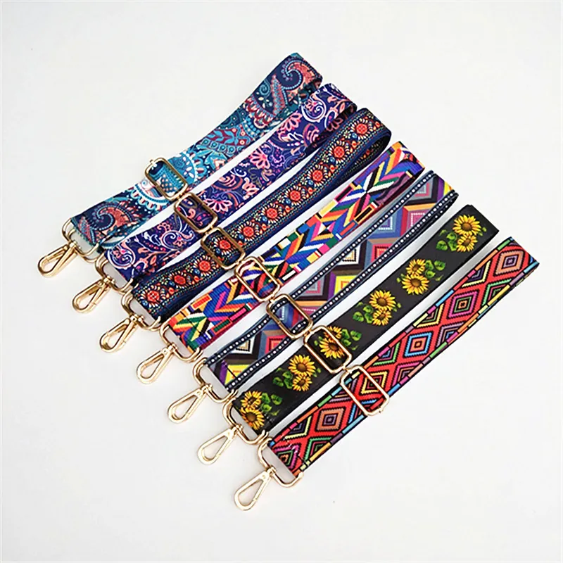 Adjustable Shoulder Bag Strap Polyester Replacement Webbing Belt For Crossbody Bags Ethnic Bohemian Style For Women