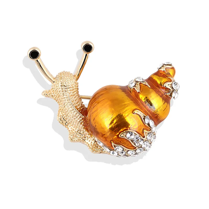 Snail Brooch Alloy Enamel Rhinestone Animal Shaped Sparkling Crystal Corsage Jewelry For Women Fashion Cute Accessory
