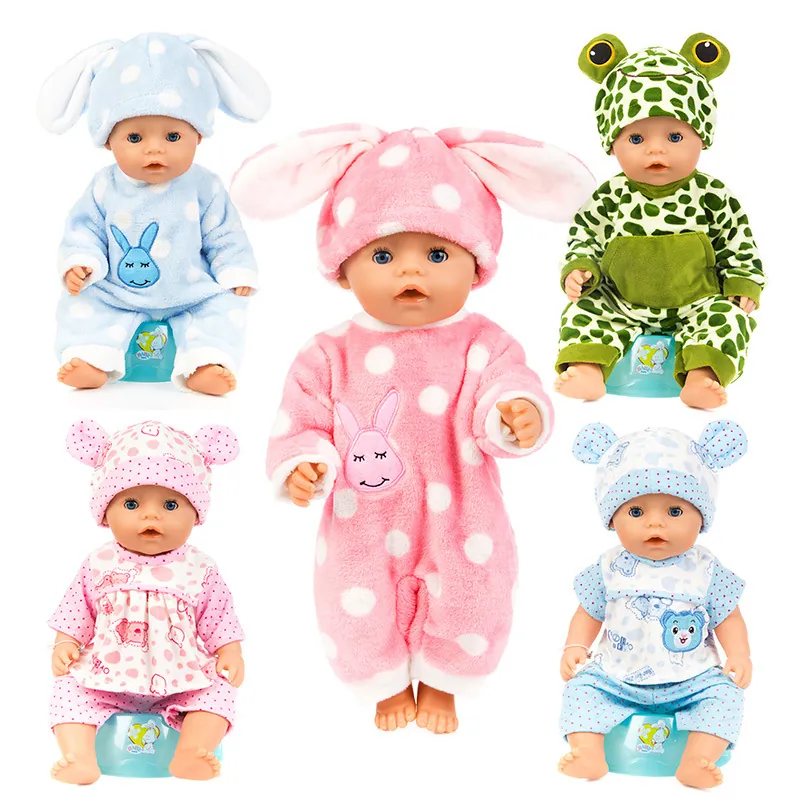 Doll Clothes Plush Cotton Romper Pajamas Outfit For Reborn Baby Dolls Cute Cartoon Animal Style Accessories