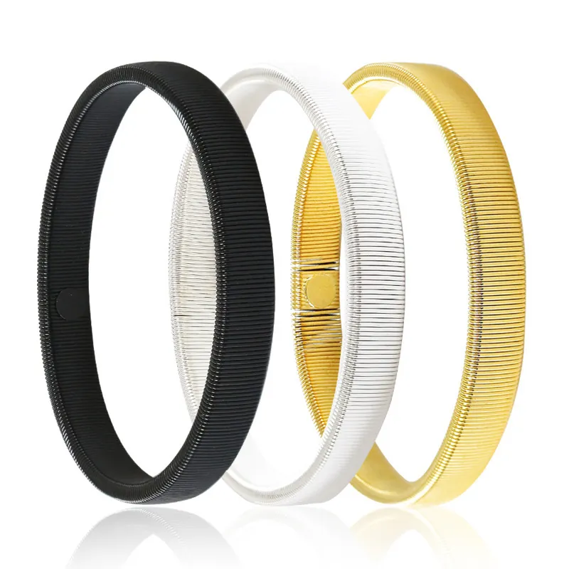 Men's Metal Spring Armbands Elastic Sleeve Garter Cuff Bracelet Arm Rings Fashion Accessories