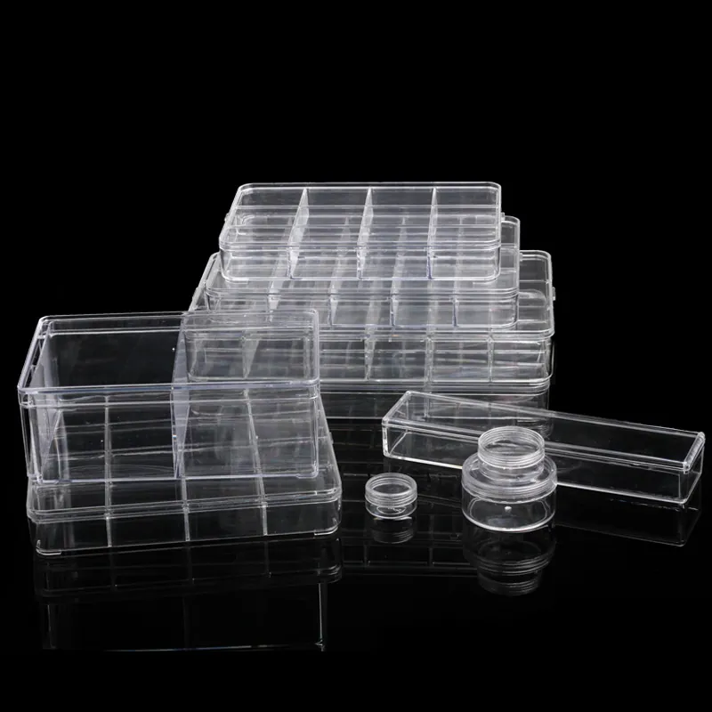Clear Acrylic Jewelry Storage Box Multi Compartment Transparent Organizer Case For Beads DIY Parts Bracelet Display