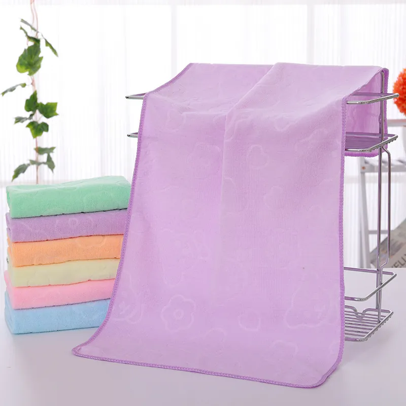 Microfiber Hand Towel Quick Dry Absorbent Soft Embossed Bear Pattern Face Towels For Bathroom Home Macaron Colors