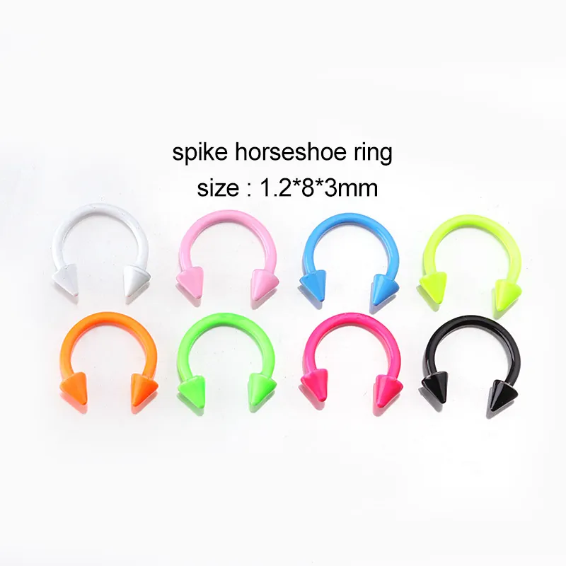 Neon Spiked Horseshoe Septum Rings Stainless Steel C Shape Lip Ear Piercing Jewelry Men Women Fashion Punk Goth Style