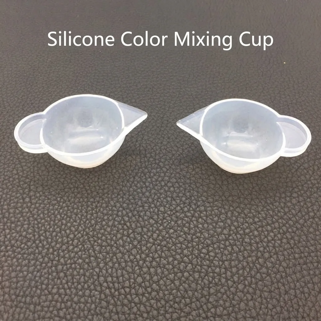 Silicone Mixing Cup Resin DIY Jewelry Making Epoxy Glue Tools With Spout Handle Spatula Spoon Translucent White Flexible