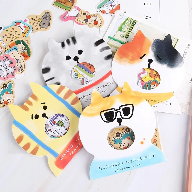 Süße Cartoon Katzen Aufkleber Papier Dekorative Decals Für Scrapbooking DIY Journaling Planer Schreibwaren